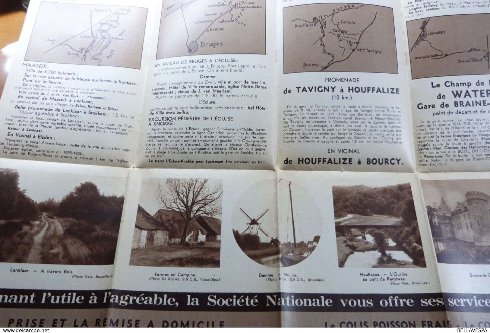 Soc. Nat.des Chemins de fer Belges EXCURSIONS Flyer Reisroutes belgische Spoorwegen ancien brochures Lot x 19 stuks