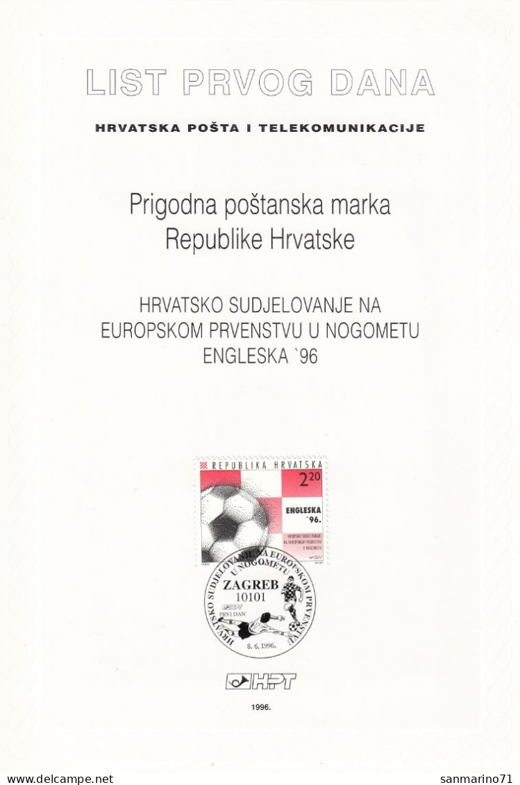 CROATIA First Day Panes 385,football - Croatie