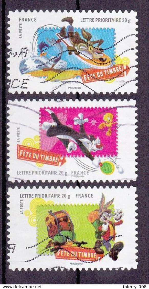 268 / 270   Autoadhésif  France Oblitéré  2009  Fête Du Timbre  Looney Tunes  Vil Coyote Et Bip Bip Grosminet Et Titi  B - Altri & Non Classificati