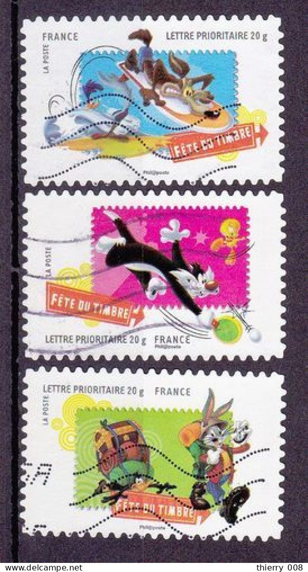 268 / 270   Autoadhésif  France Oblitéré  2009  Fête Du Timbre  Looney Tunes  Vil Coyote Et Bip Bip Grosminet Et Titi  B - Andere & Zonder Classificatie