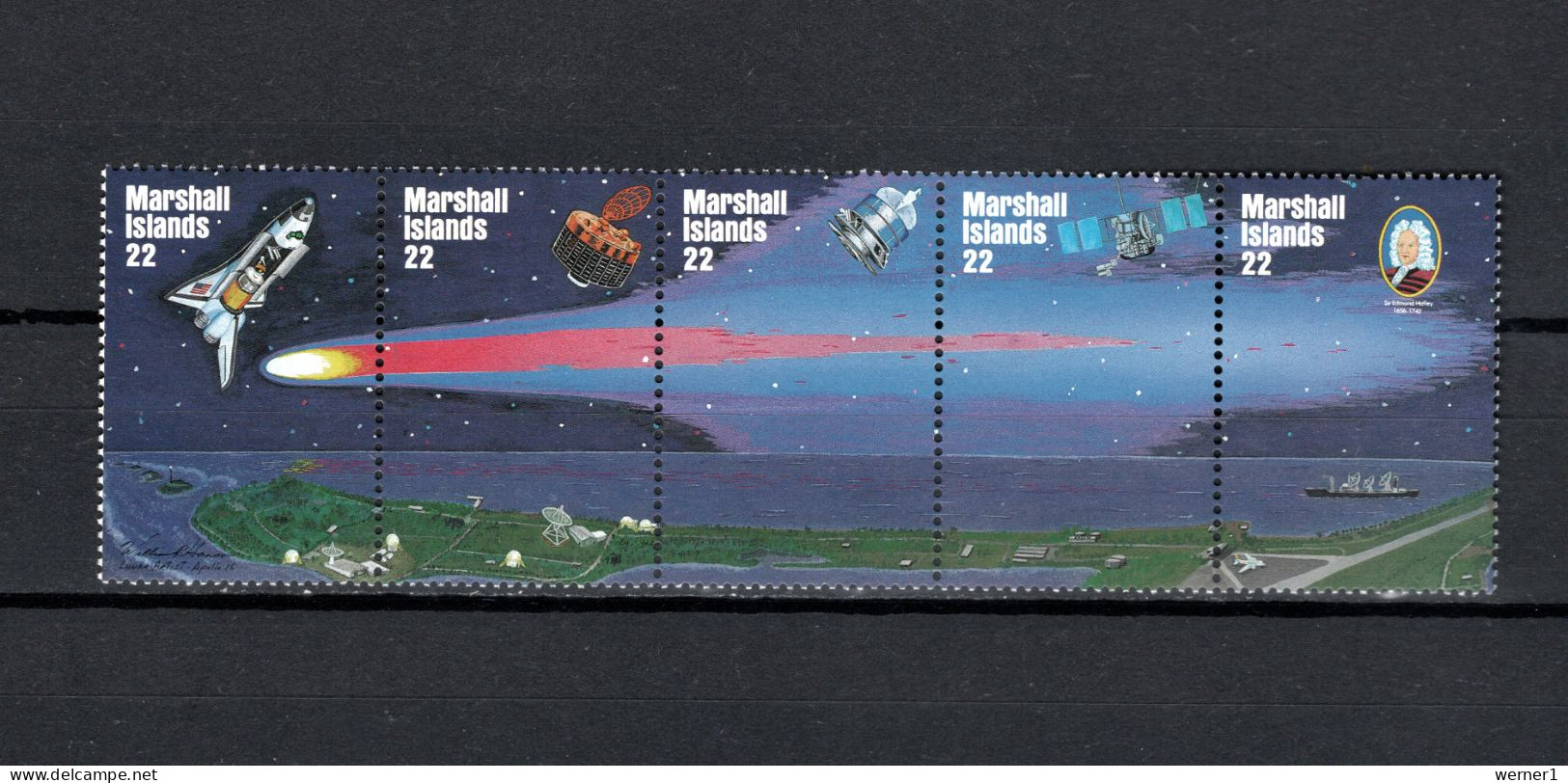 Marshall Islands 1985 Space, Halley's Comet Strip Of 5 MNH - Océanie