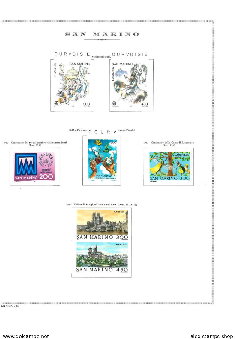 SAN MARINO ANNO 1982 - ANNATA COMPLETA NUOVA SU FOGLI MARINI COMPRESI - Années Complètes