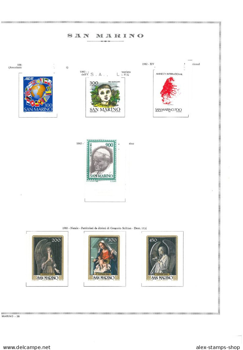 SAN MARINO ANNO 1982 - ANNATA COMPLETA NUOVA SU FOGLI MARINI COMPRESI - Annate Complete