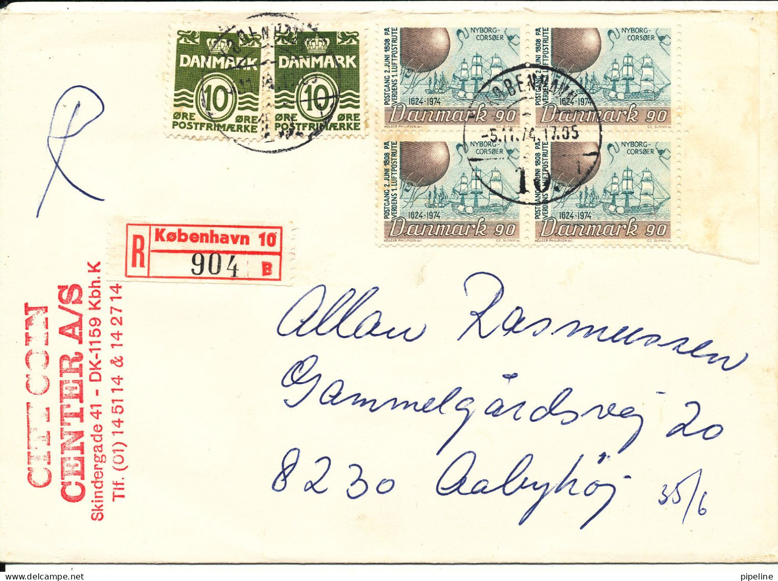 Denmark Registered Cover Copenhagen 5-11-1974 - Lettres & Documents