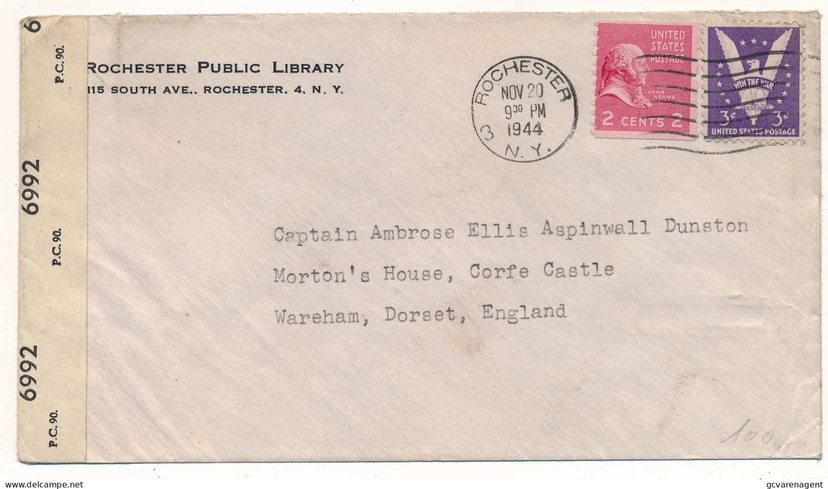 COVER 1944 WWII  OPENED  BY EXAMINER   TO  WAREHAM DORSET ENGLAND                VOIR IMAGES - Briefe U. Dokumente