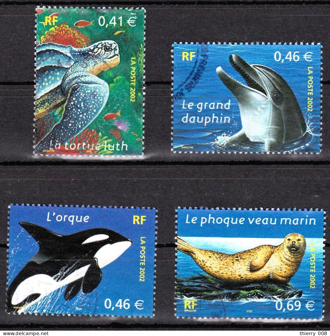3485 / 3488  France Oblitéré  Nature De France  Tortue Luth Grand Dauphin Orque Phoque Veau Marin - Used Stamps