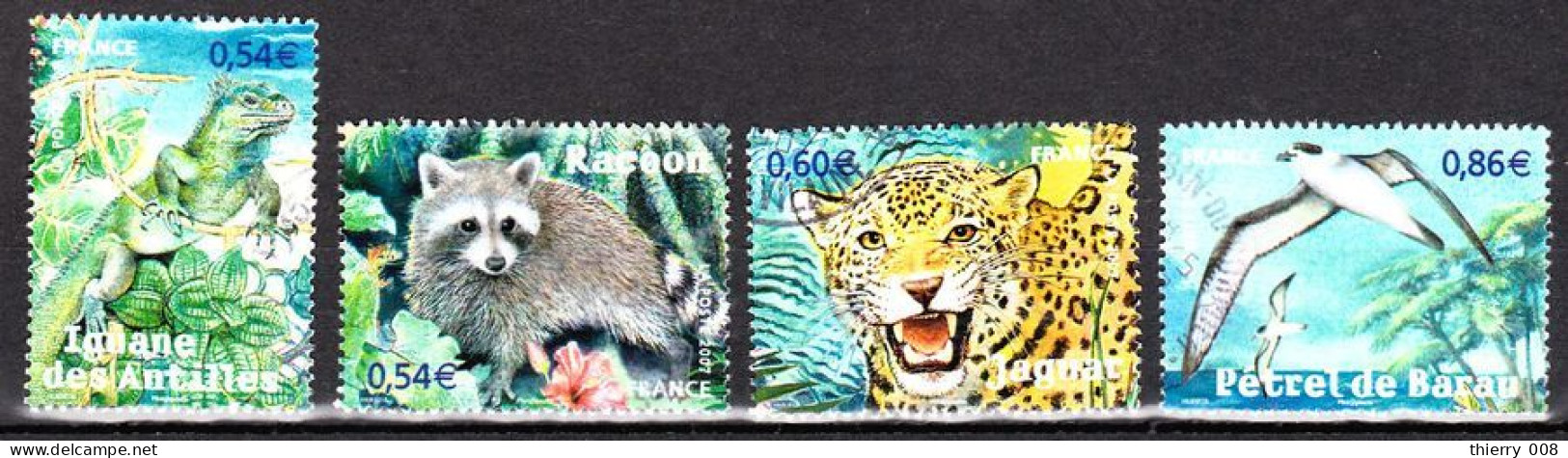 4033 / 4036   France Oblitéré  Nature De France Iguane Racoon Jaguar Pétrel De Barau - Used Stamps