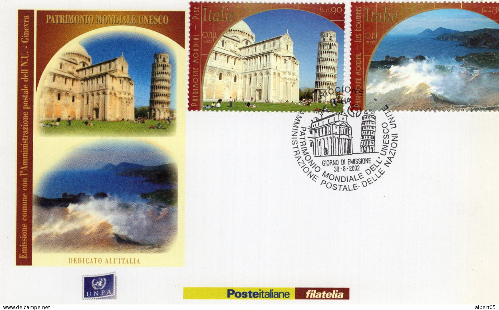 Pisa - Isole Eolie - Patrimono Mondiale UNESCO 30 8 2002 - 2001-10: Marcophilie