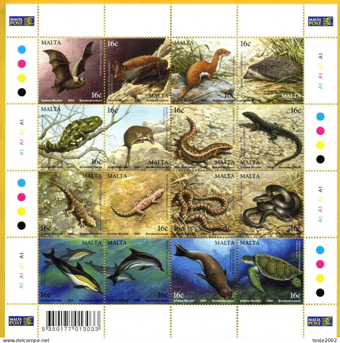 Malta 2004 - Mi.Nr. 1325 - 1340 Kleinbogen - Postfrisch MNH - Tiere Animals - Marine Life