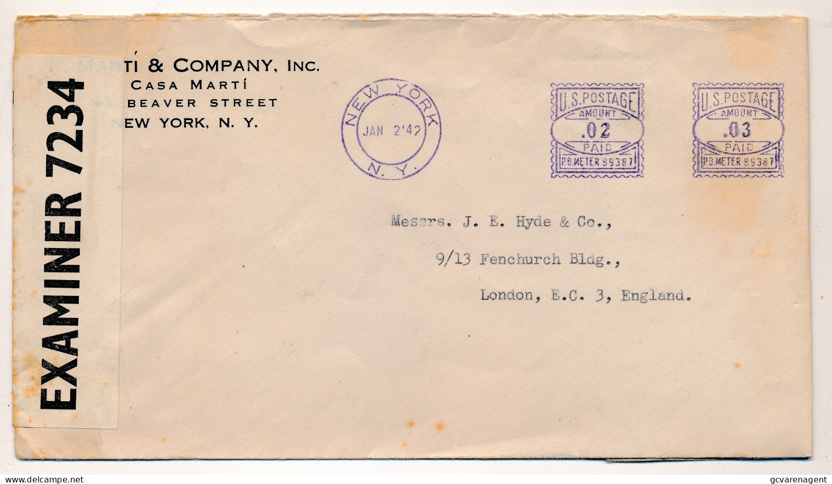 COVER 1942 WWII  OPENED  BY EXAMINER   TO  LONDON  ENGLAND                VOIR IMAGES - Briefe U. Dokumente