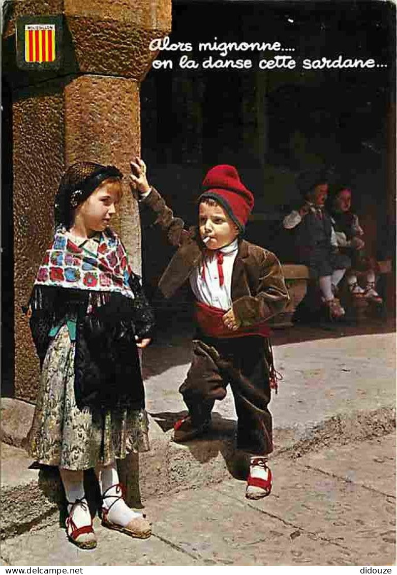 Folklore - Costumes - Pays Catalan - Roussillon - Enfants - Blasons - Flamme Postale - Voir Scans Recto Verso - Costumi