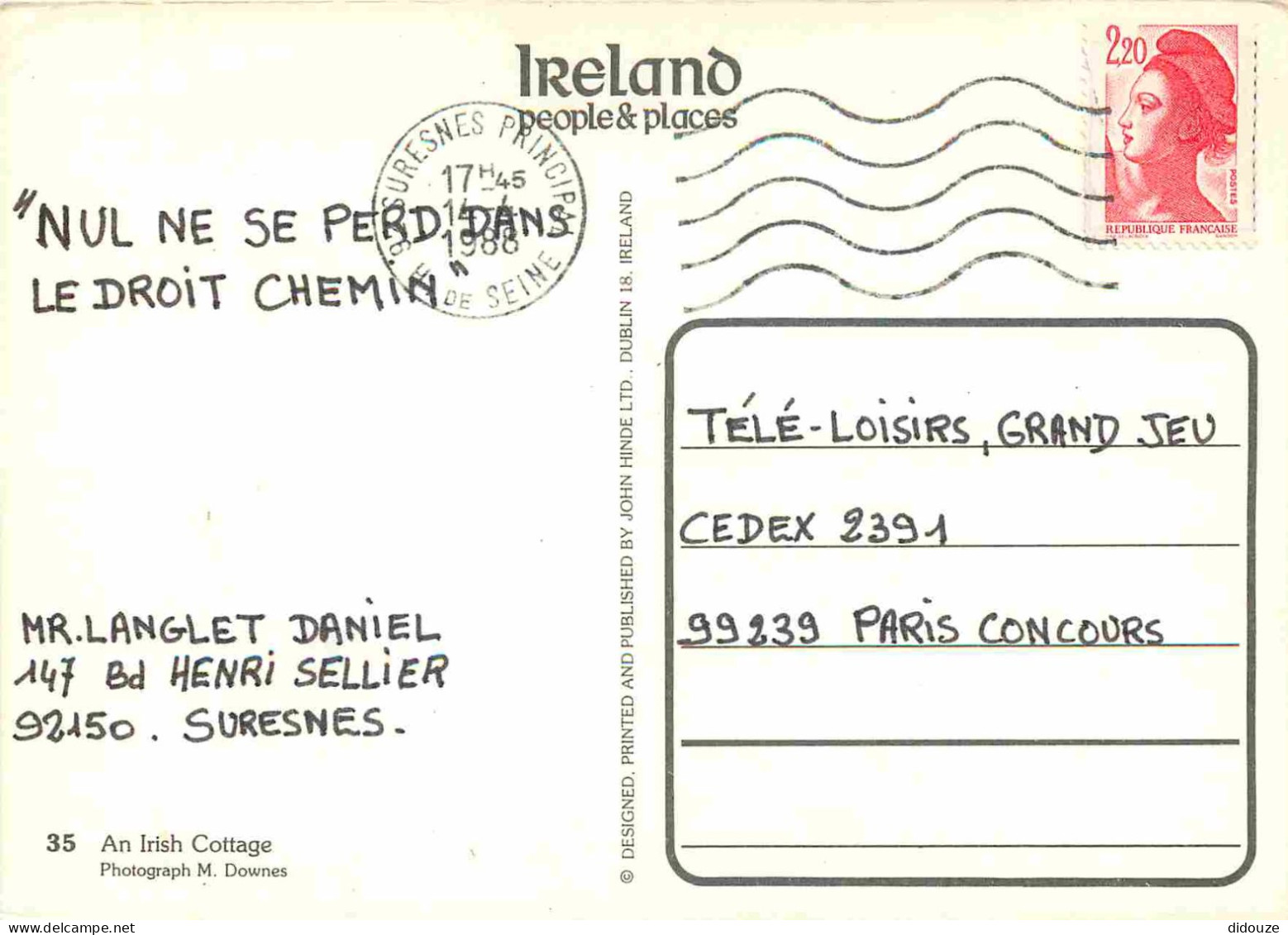 Irlande - An Irish Cottage - 35 - Ireland People And Places Card - CPM - Voir Scans Recto-Verso - Autres & Non Classés