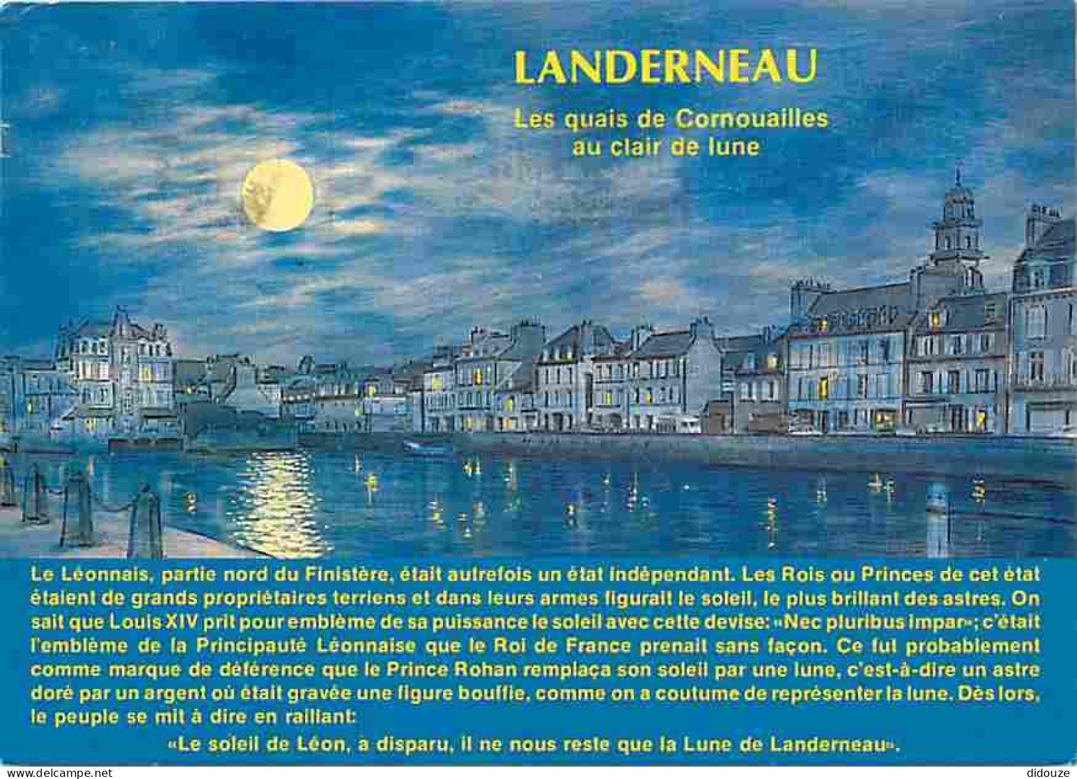 29 - Landerneau - Les Quais De Cornouaille Au Clair De Lune - Flamme Postale - Voir Scans Recto Verso  - Landerneau