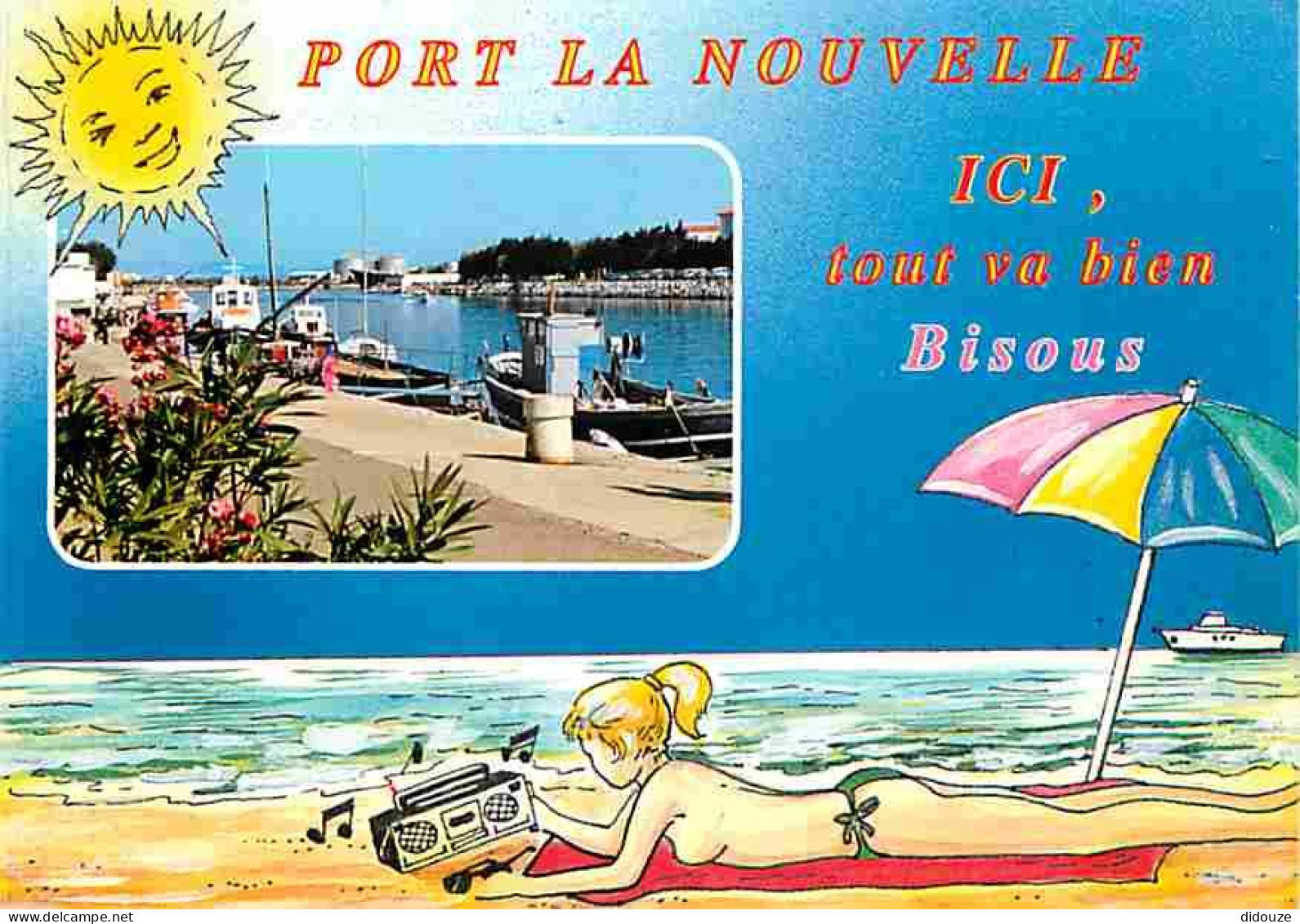 11 - Port La Nouvelle - Bateaux - Fleurs - Dessin De Femme Aux Seins Nus - CPM - Voir Scans Recto-Verso - Port La Nouvelle