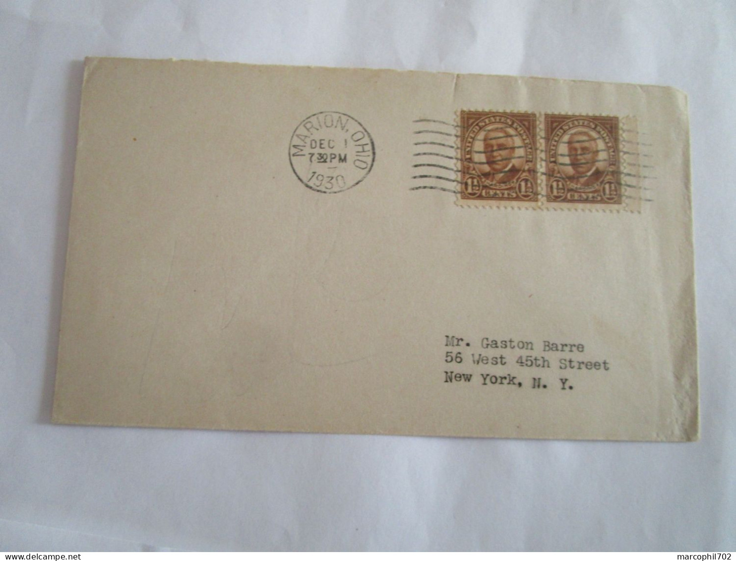 Vielle Lettre EVSC Des USA  Marion Ohio 1/12/1930 - Cartas & Documentos