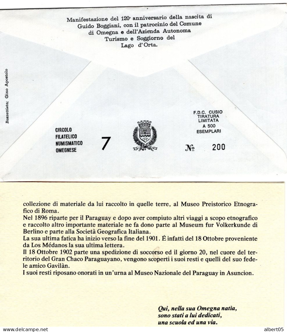 120° Anniversaro Della Nascita Guido Boggiani - - 1981-90: Storia Postale