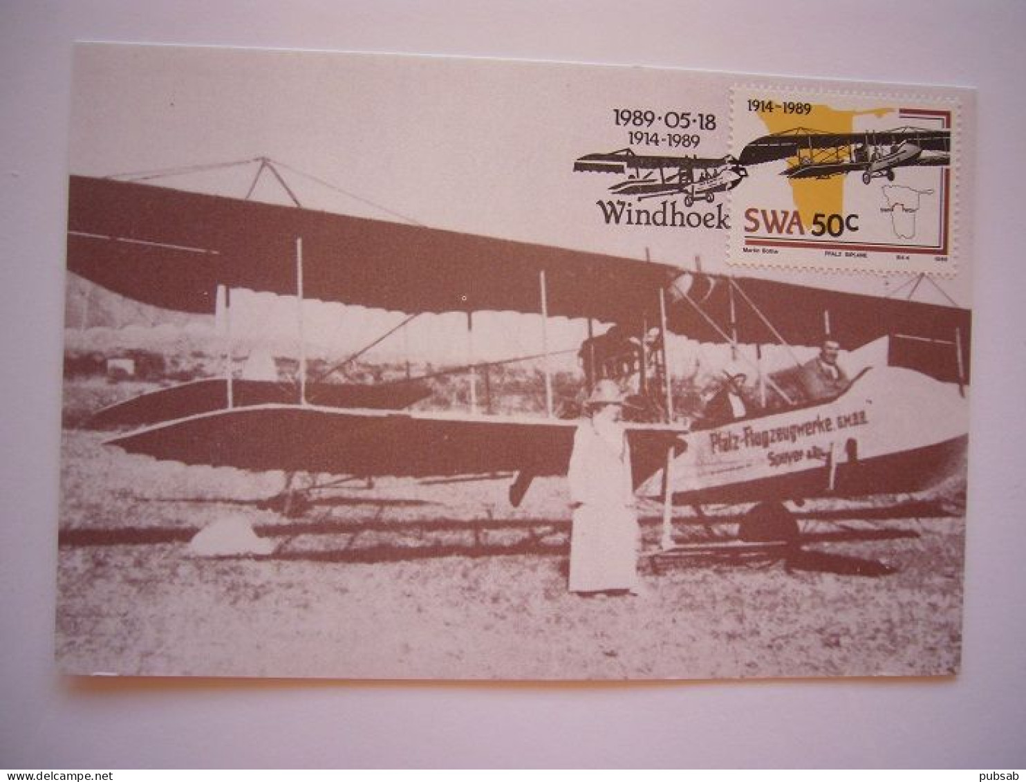 Avion / Airplane / SWA / Pfalz Flugzeugwerke / 75th Anniversary Of Aeronautics In SWA / Carte Maximum - 1914-1918: 1a Guerra