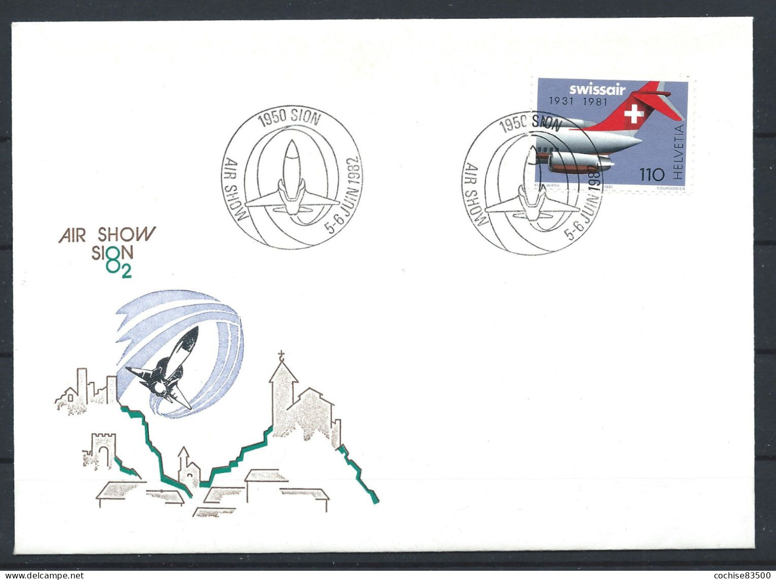 Suisse - FDC 5-6/06/1982 - Air Show à "Sion 82" - FDC