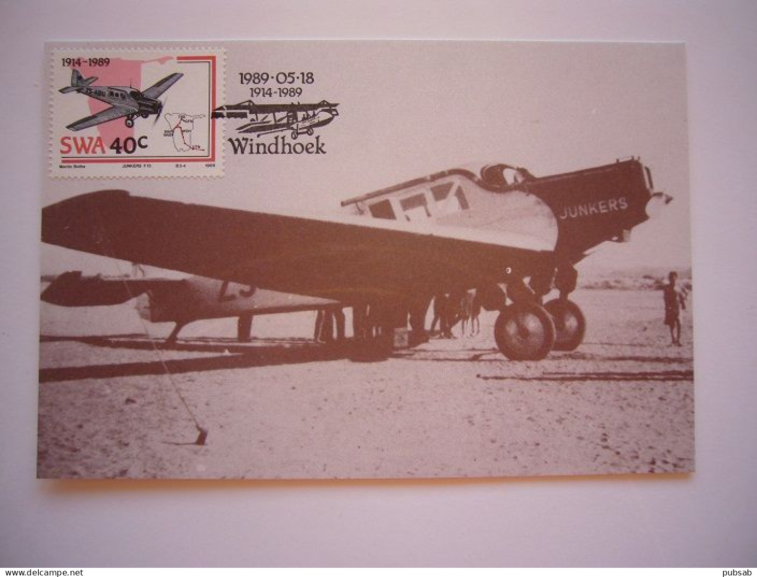 Avion / Airplane / SWA / Junkers F 13 / 75th Anniversary Of Aeronautics In SWA / Carte Maximum - 1914-1918: 1st War