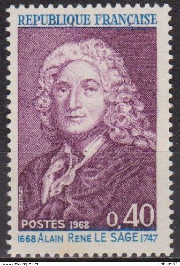Littérature - FRANCE - Alain René Lesage, écrivain - N° 1558 ** - 1968 - Unused Stamps