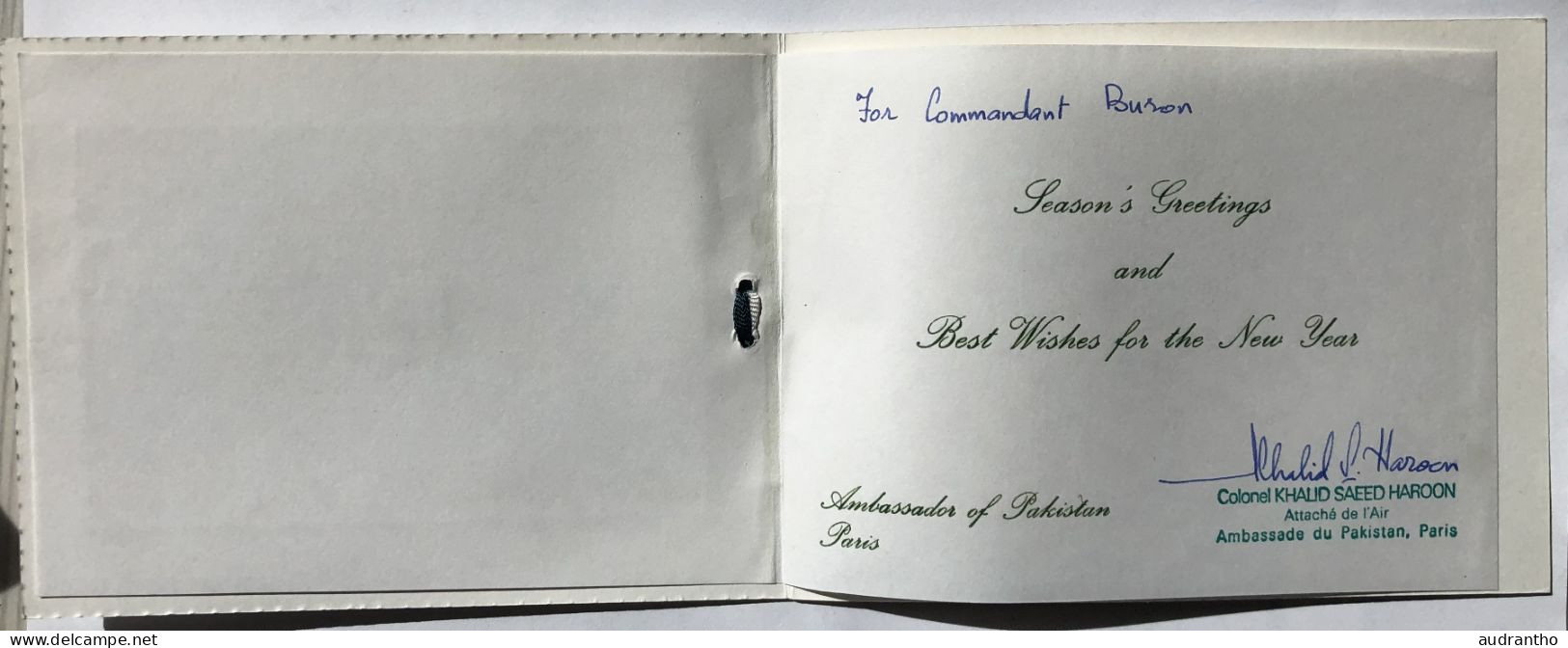 Carte De Voeux - Armée Air Ambassade PAKISTAN Khalid Saeed Haroon - EMAA Commandant Jeanne Buron Ernée - Dokumente