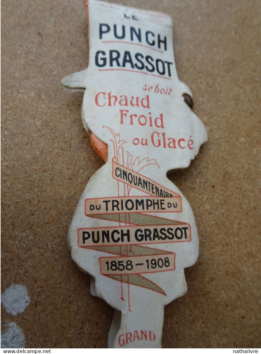 Ancien Eventail Publicitaire  GRASSOT du Palais Royal  / Le Punch GRASSOT grand prix 1900 daté au crayon 1909