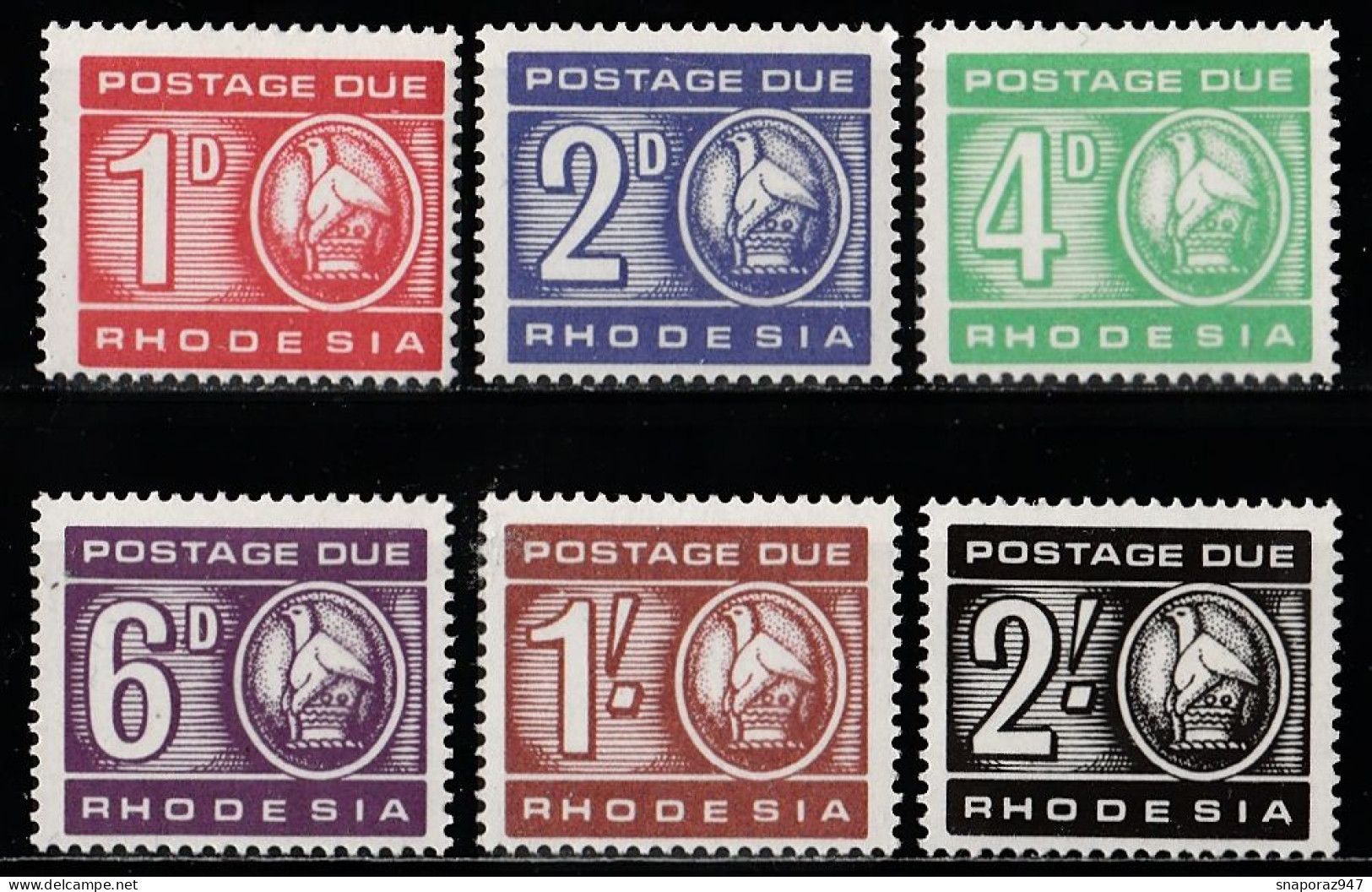 1966 Rhodesia Timbre Taxe Set MNH** Ta8 - Rhodésie (1964-1980)