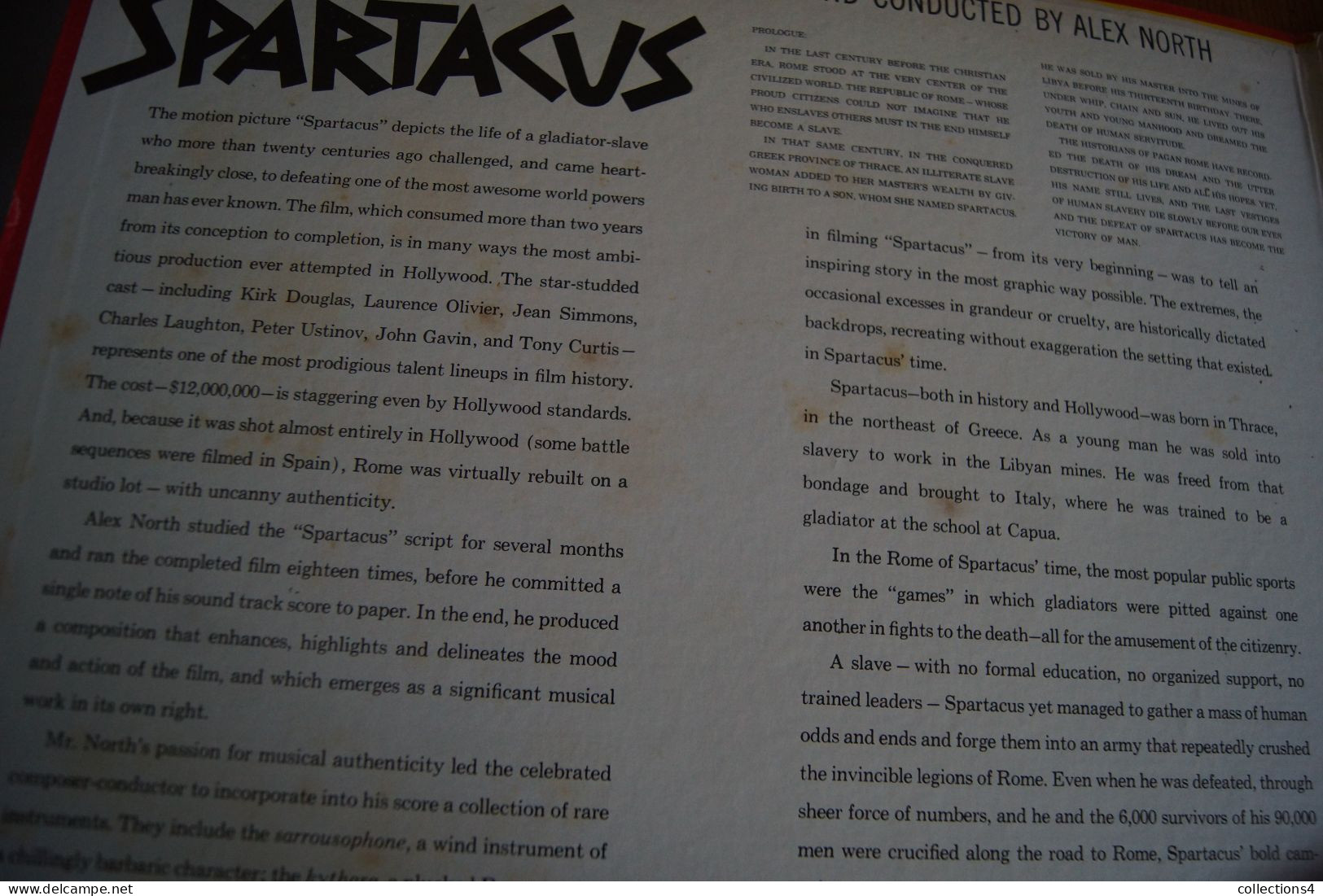 SPARTACUS ALEX NORTH KUBRICK KIRK DOUGLAS LAURENCE OLIVIER USTINOV TONY CURTIS RARE  LP AMERICAIN 1973 - Música De Peliculas