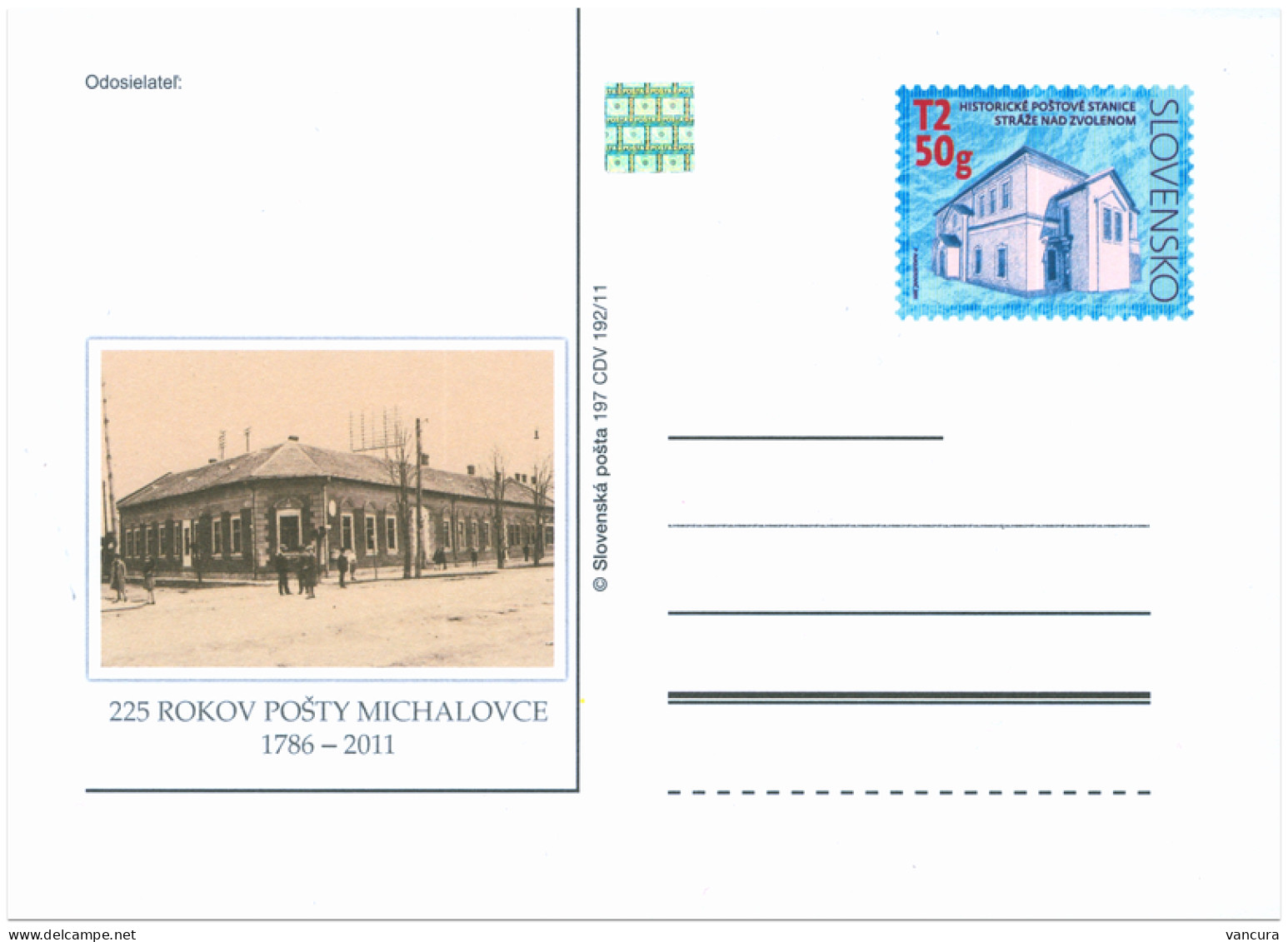 CDV 197 Slovakia Post-Office Of Michalovce 225 Years 2011 Großmichel, Nagymihály - Posta