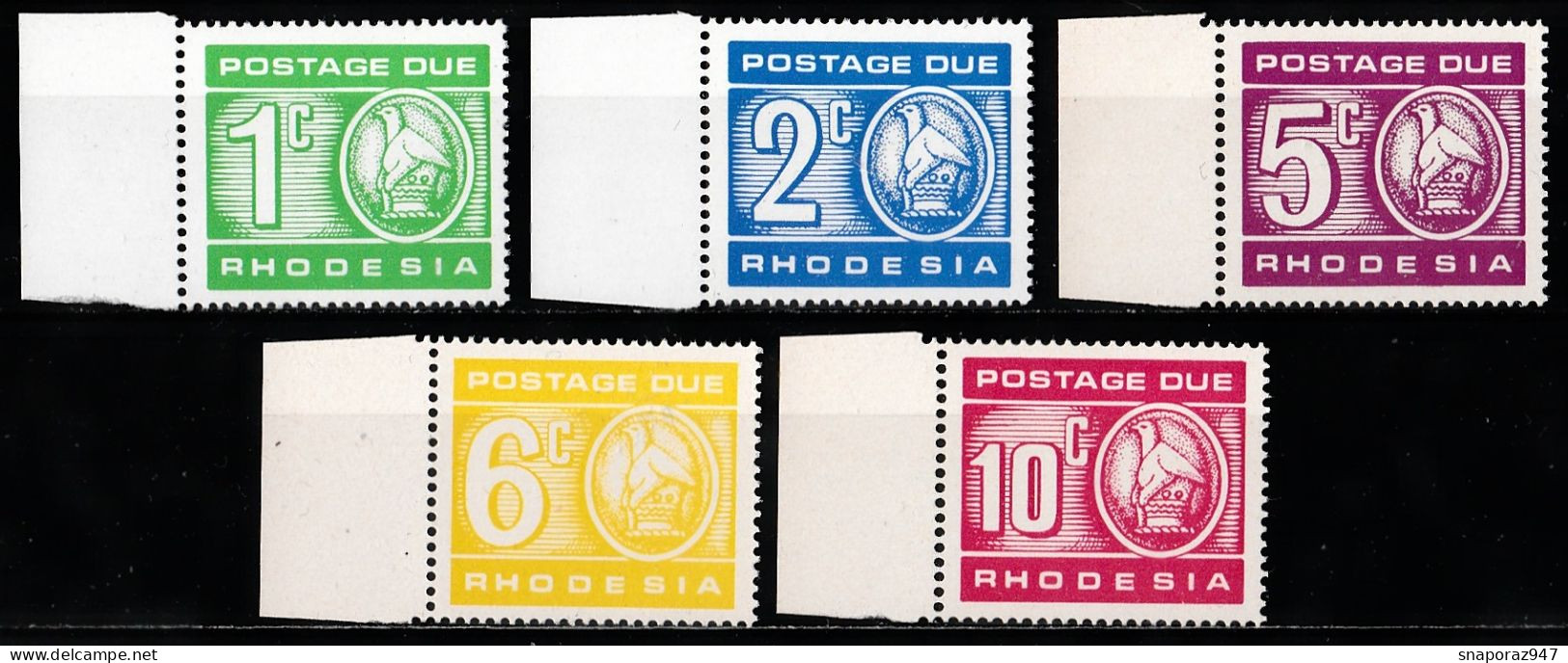 1970/73 Rhodesia Timbre Taxe Set MNH** Ta8 - Rhodesien (1964-1980)