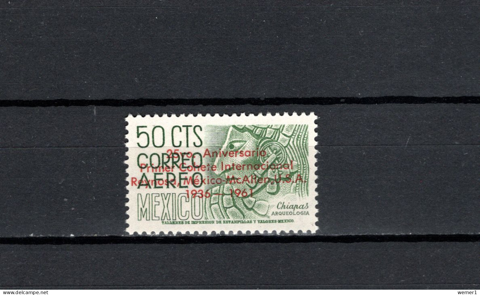 Mexico 1961 Space, Rocketmail Stamp With Red Overprint MNH -scarce- - Amérique Du Nord