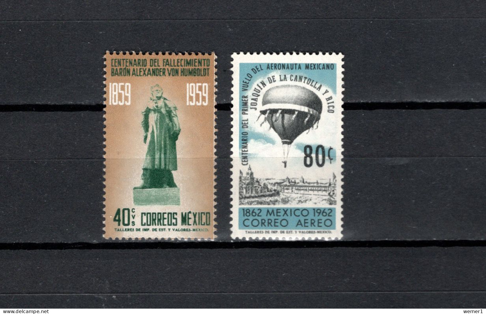 Mexico 1960/1962 Space, Alexander Von Humboldt, Balloon 2 Stamps MNH - America Del Nord