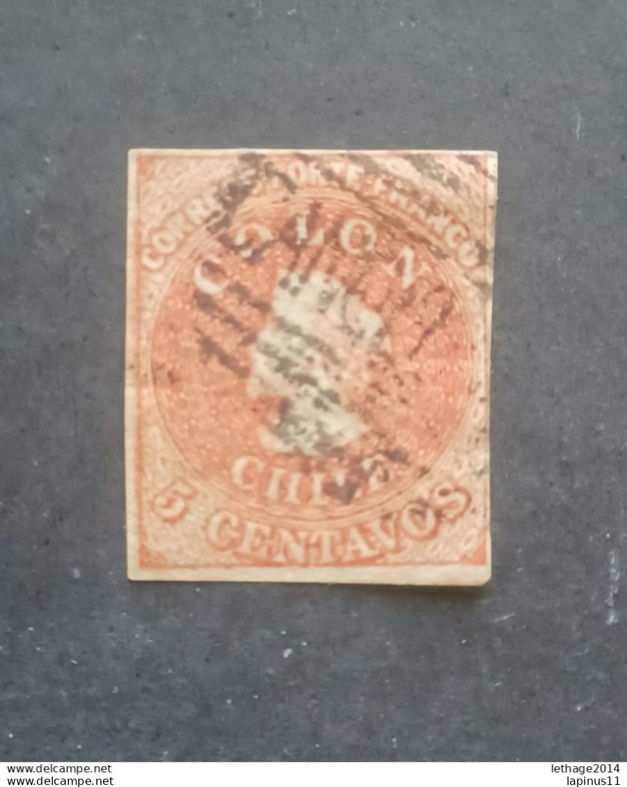 CILE 1865 CRISTOFORO COLOMBO SCOTT N 14 WMK D PRINT SANTIAGO INVERTED WATERMARK POSITION ERROR 3 SCANNERS - Chile