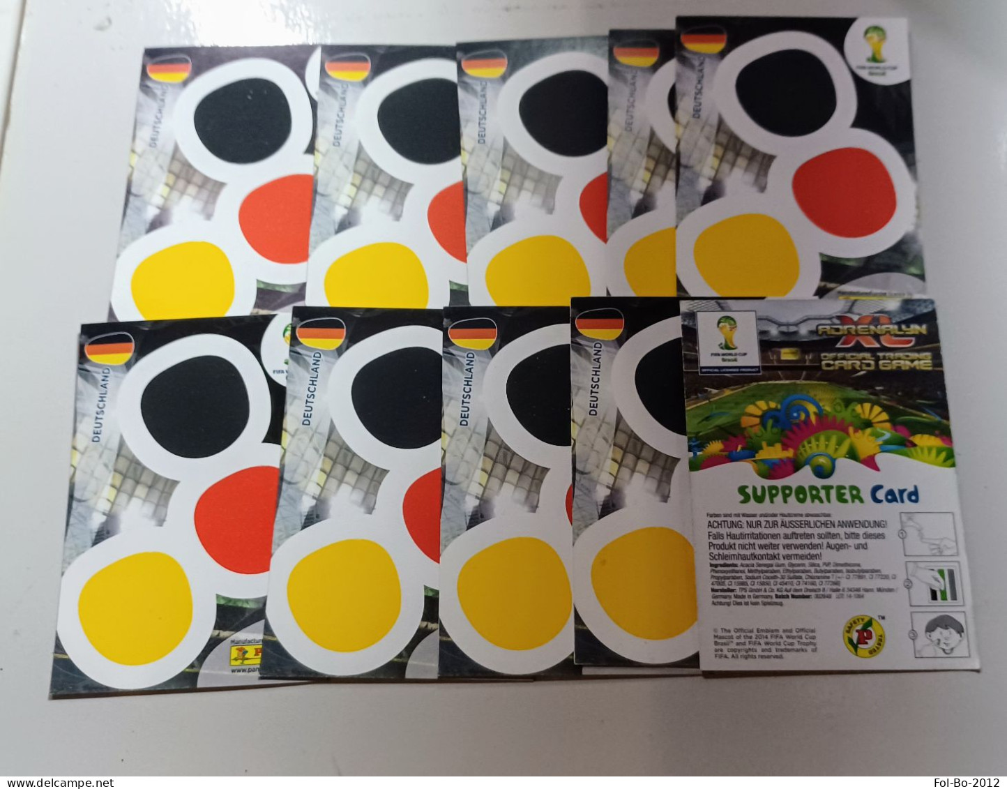 Brasile 2014 Deutschland Lotto 10 Card Supporter Tutte Uguali Panini Adrenalyn - Edizione Tedesca