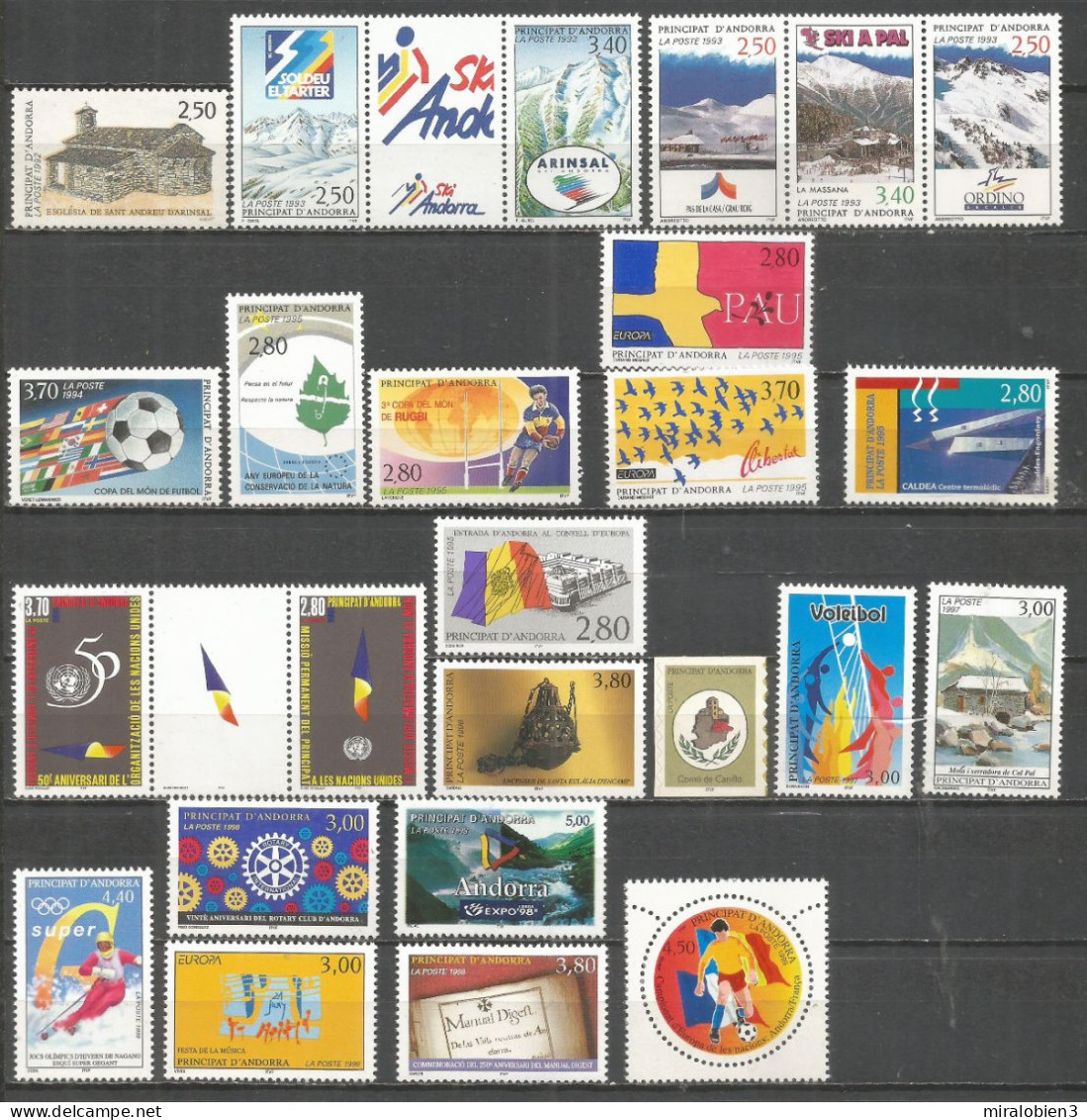 ANDORRA FRANCESA 1992-1999 CONJUNTO DE SERIES COMPLETAS NUEVAS SIN FIJASELLOS - Unused Stamps
