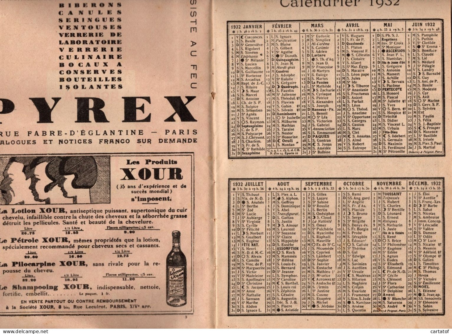 AGENDA 1932 Offert Par La PHARMACIE TAILLEFER G. De BRUX à CARCASSONNE . BIERE Imprimeur à BORDEAUX - Autres & Non Classés