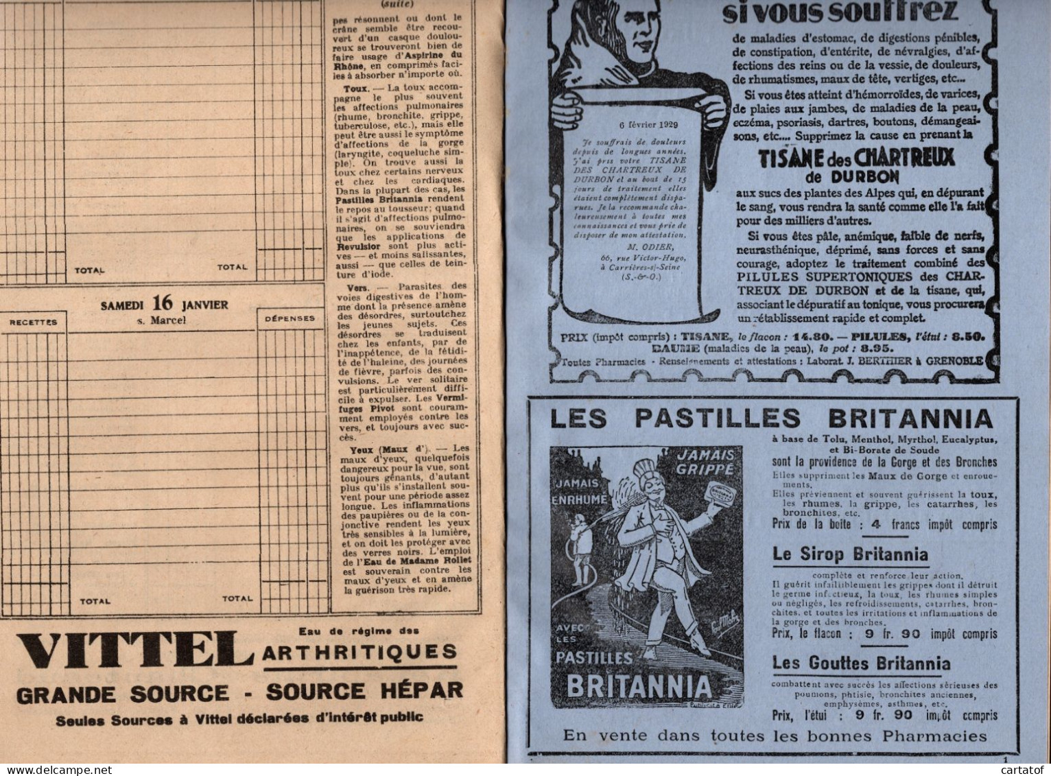 AGENDA 1932 Offert Par La PHARMACIE TAILLEFER G. De BRUX à CARCASSONNE . BIERE Imprimeur à BORDEAUX - Andere & Zonder Classificatie