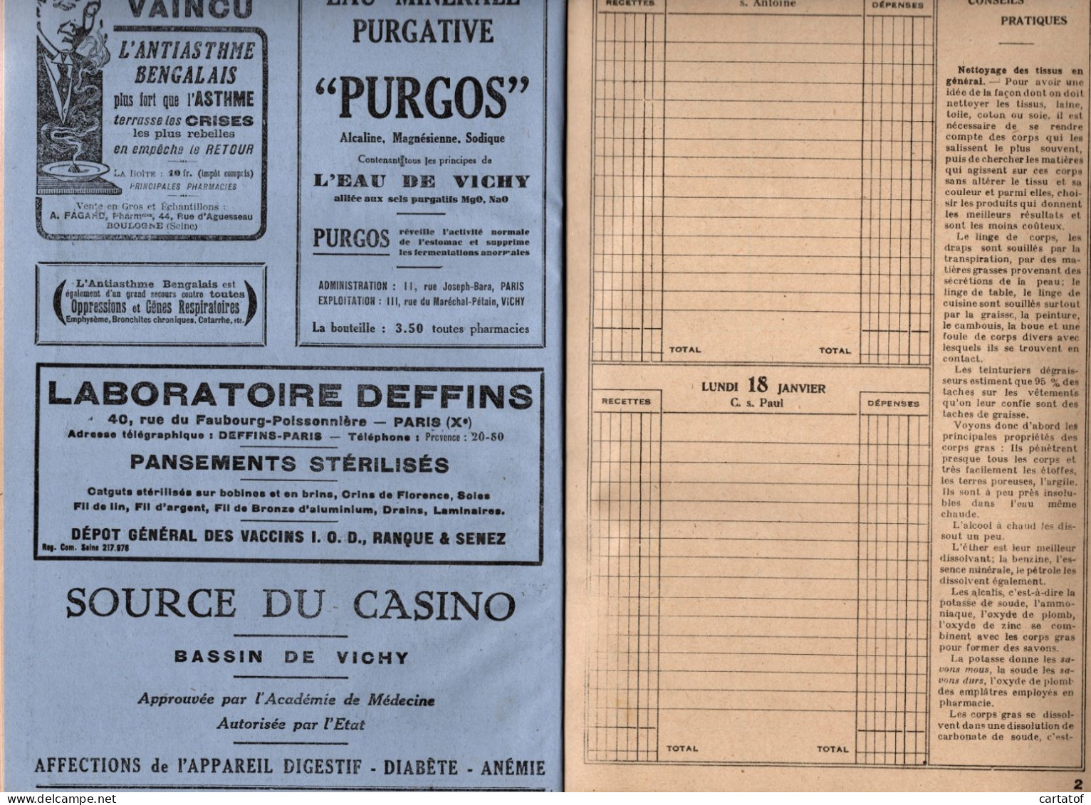AGENDA 1932 Offert Par La PHARMACIE TAILLEFER G. De BRUX à CARCASSONNE . BIERE Imprimeur à BORDEAUX - Autres & Non Classés