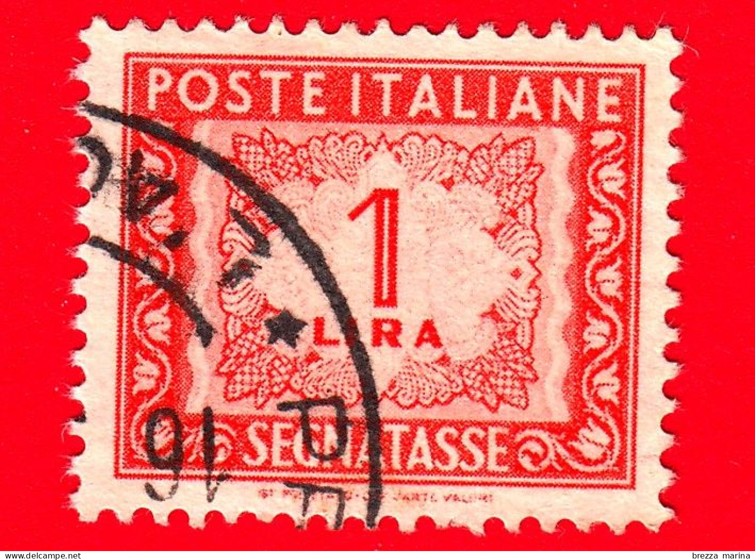 ITALIA - Usato -  Segnatasse - 1947 - Cifra E Decorazioni, Filigrana Ruota - 1 L. - Taxe