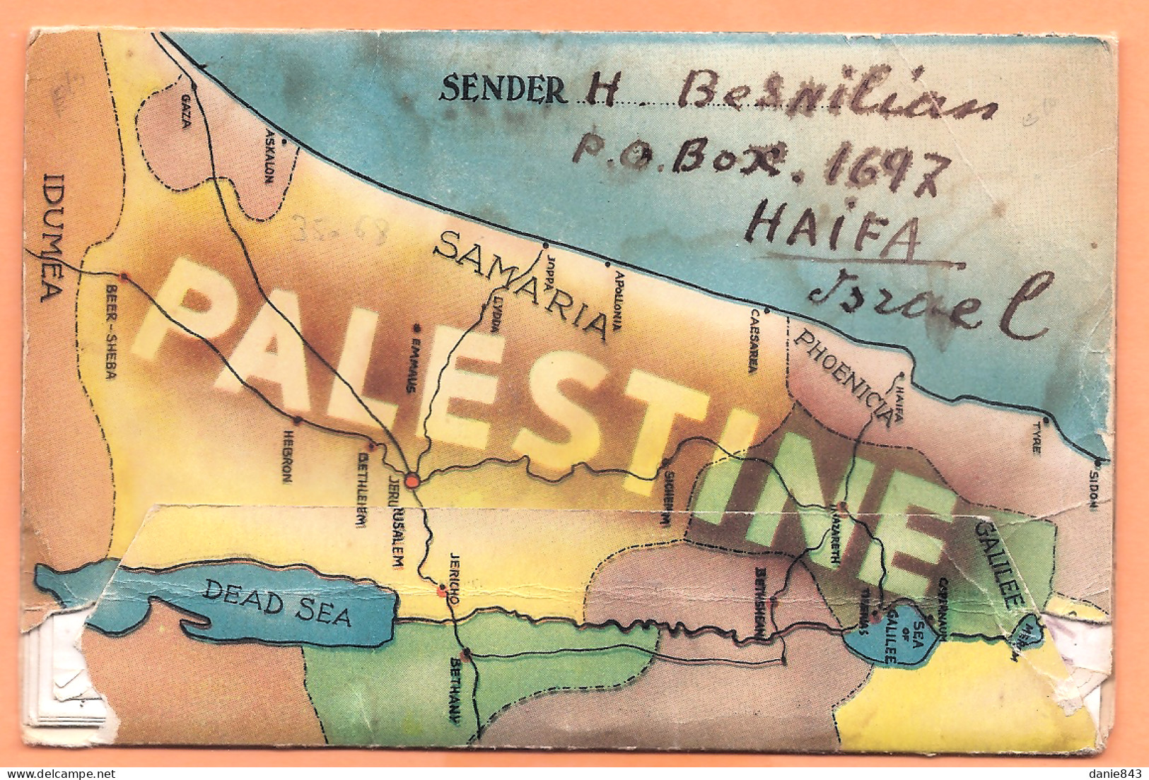 "Souvenir Of HOLY LAND " PALESTINE ( Carnet Dépliant De 8 Vues Voyagé En 1949 Correspondance En Hébreux 9 X 14 Cm. ! - Palästina