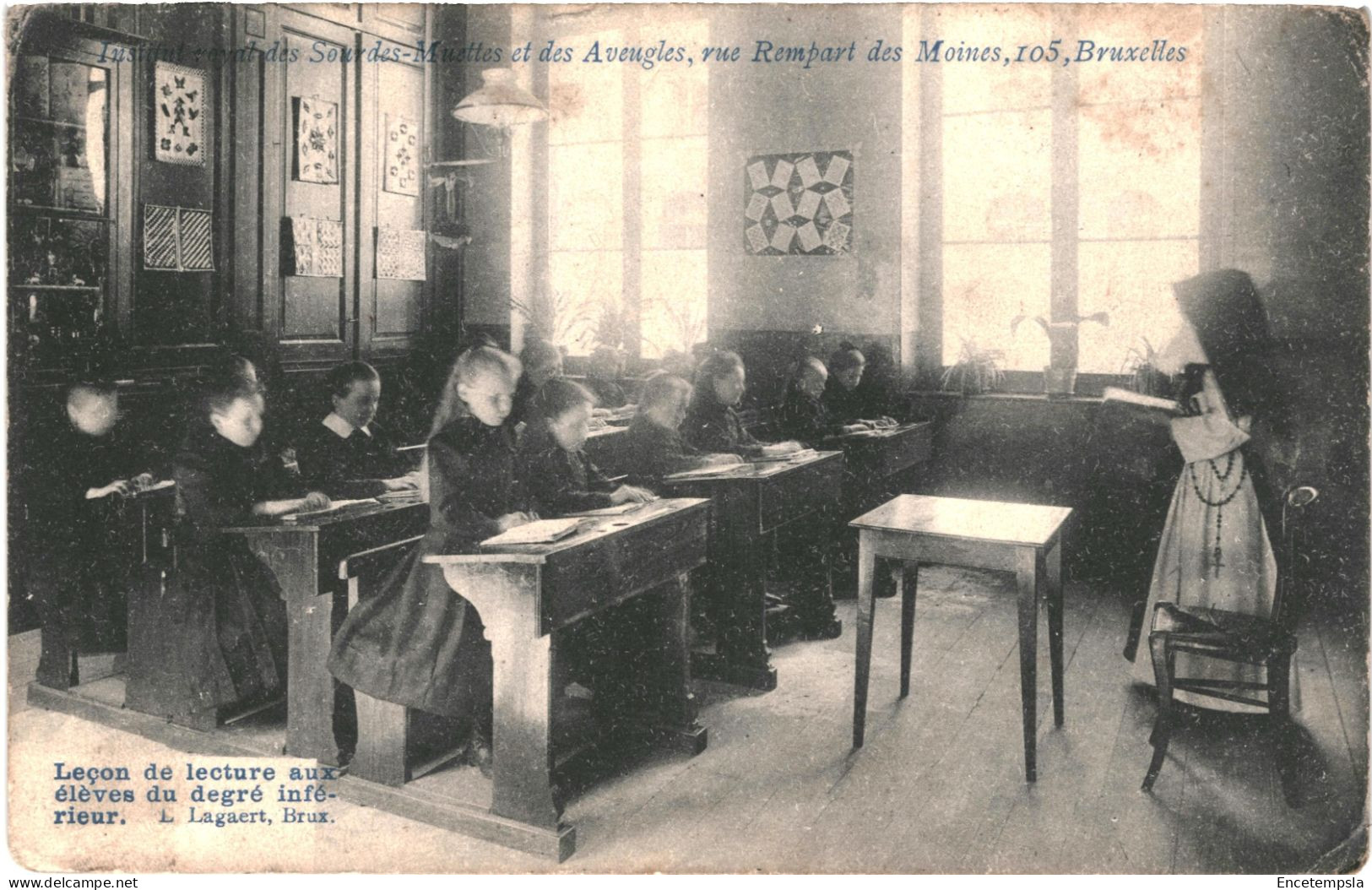 CPA Carte Postale Belgique Bruxelles Institut Des Muettes Et Des Aveugles Leçon De Lecture  VM79681 - Educazione, Scuole E Università