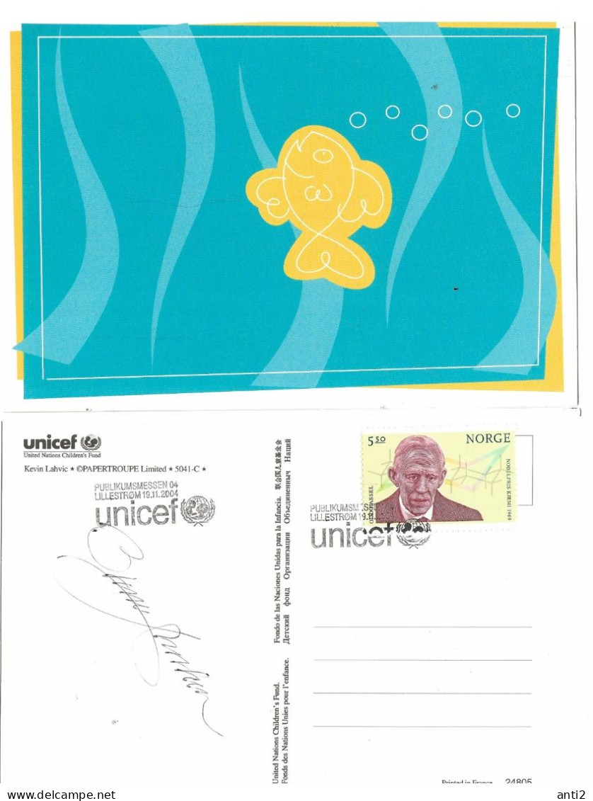 Norge Norway  2004 Nobel Laureate Odd Hassel, First Day Cancellation  Unicef   19.11.2004 FDC Signed Designer Morken - Covers & Documents