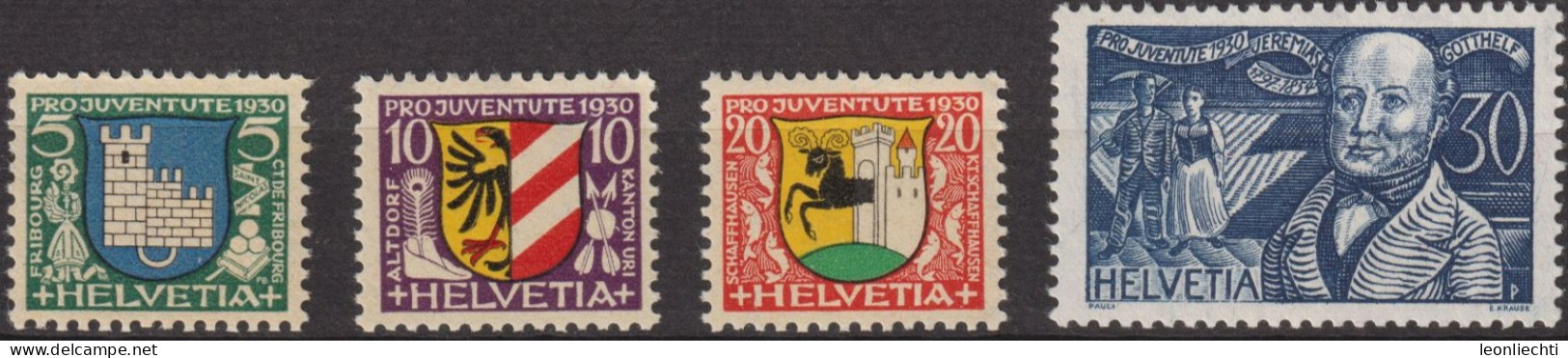 1930 Schweiz / Pro Juventute ** Zum:CH J53-J56, Mi:CH 241-244, Yt:CH 246-279, Wappen U. Jeremias Gotthelf - Unused Stamps