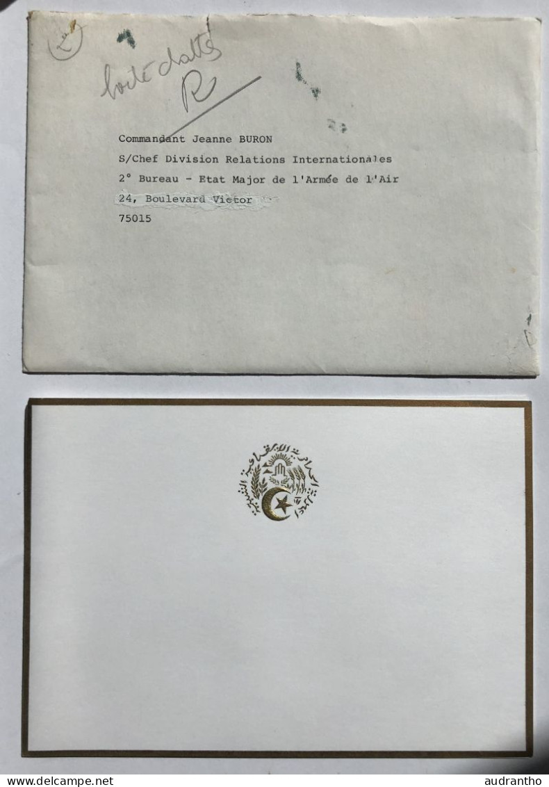 Carte De Voeux - Armée Air Ambassade ALGERIE Ghodbane Chaâbane - EMAA Commandant Jeanne Buron Ernée - Documents