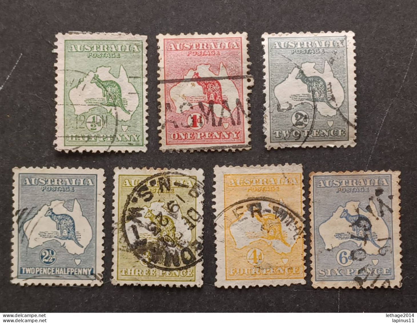 AUSTRALIA 1913 KANGOROO 1/2 CEN WMK8 N1 1 CEN W8 N21- 2 CEN W8 N2 -2 1/2 CEN W10 N46 -3 CEN W10 N 47 -4 CEN W9 6 CEN W10 - Used Stamps