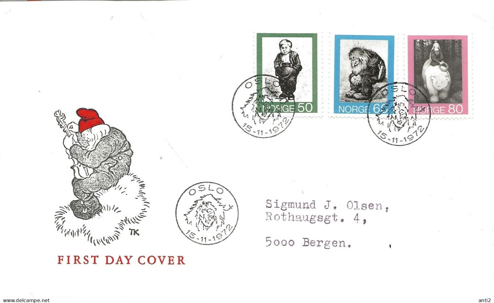 Norway Norge 1972 ChristmasFolktales (II)., Smørbukk, Troll, Princess On Bear, Mi 652 - 654 FDC - Philatelic Exhibitions