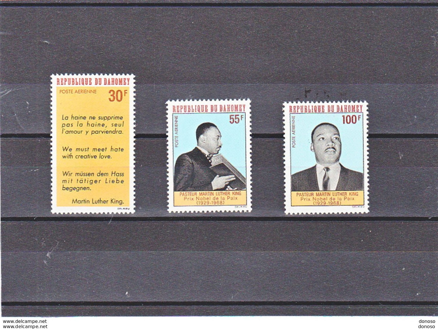 DAHOMEY 1968 MARTIN LUTHER KING Yvert PA 75-77, Michel 346-348 NEUF** MNH - Benin - Dahomey (1960-...)