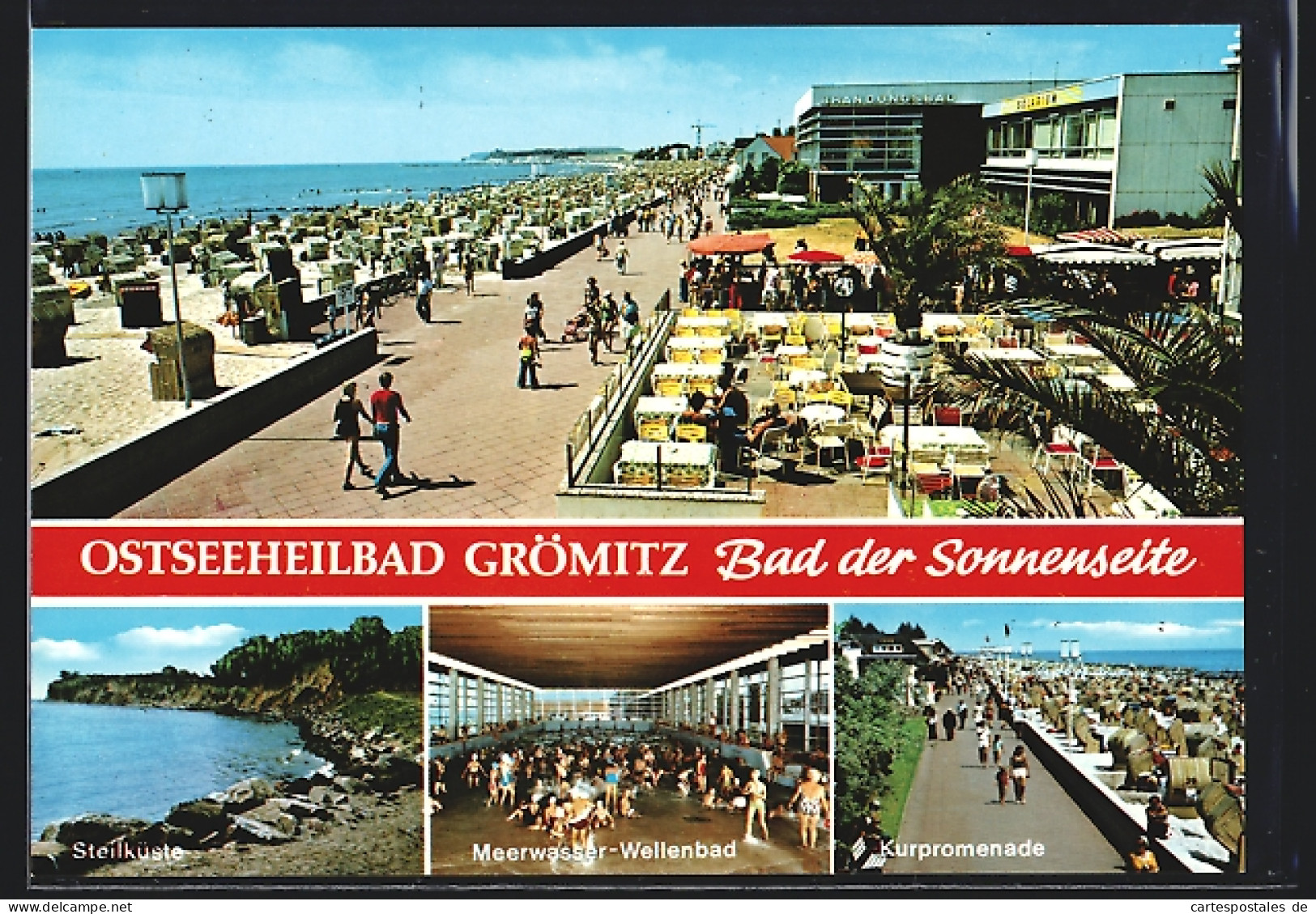 AK Grömitz /Ostseeheilbad, Steilküste, Meerwasser-Wellenbad, Kurpromenade  - Groemitz