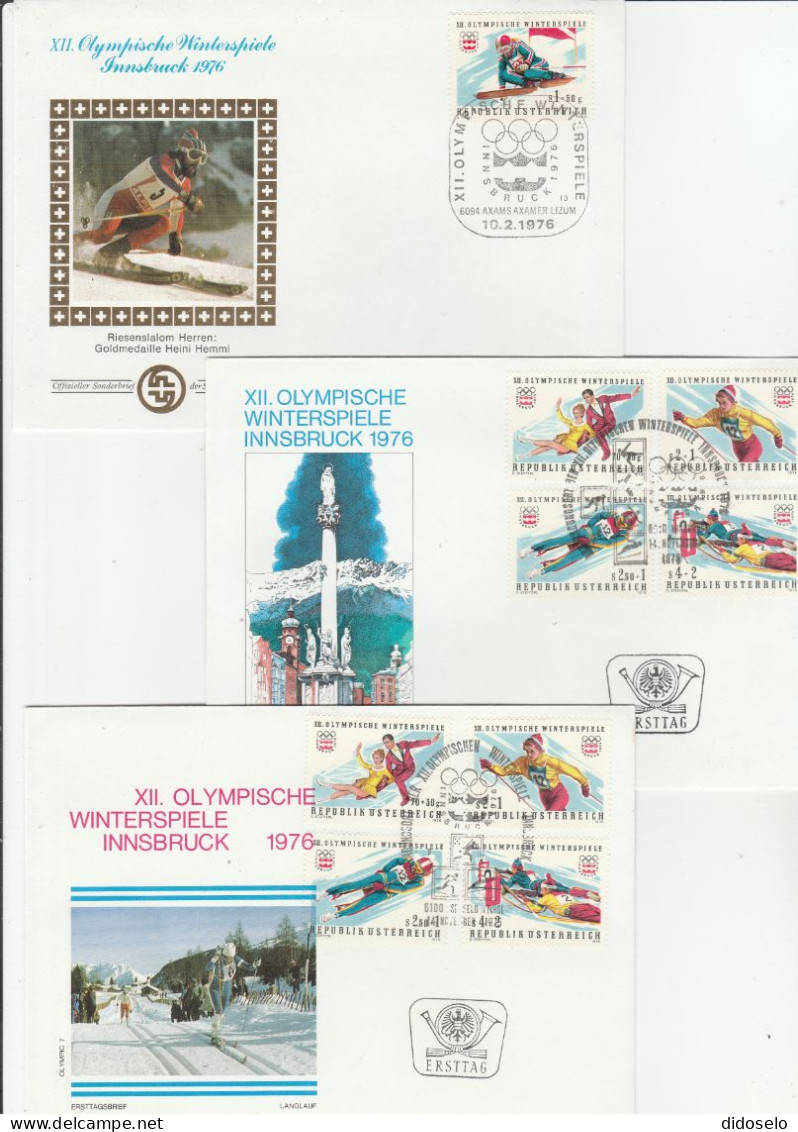 Austria - 1976 - Winter Oly.Games / Innsbruck '76 / Set Of 3 FDC - Hiver 1976: Innsbruck