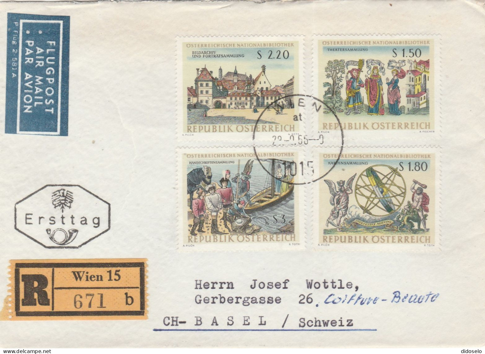 Austria - 1966 - Nice Register Cover Wiena - Basel - Brieven En Documenten